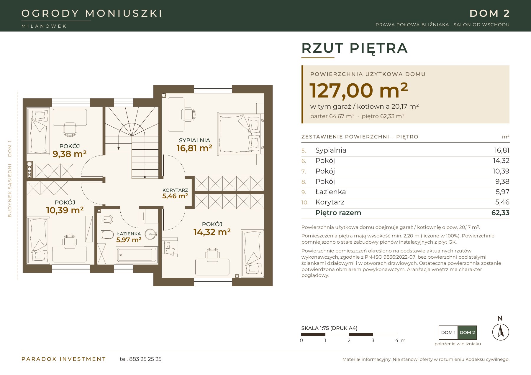 Piętro domu 2 — rysunek sprzedażowy